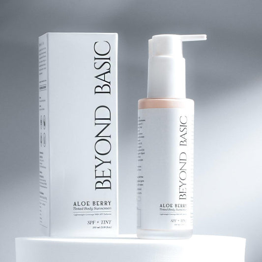 Aloe Berry Tinted Body Sunscreen - Beyond Basic, body lotion with sunscreen and tint